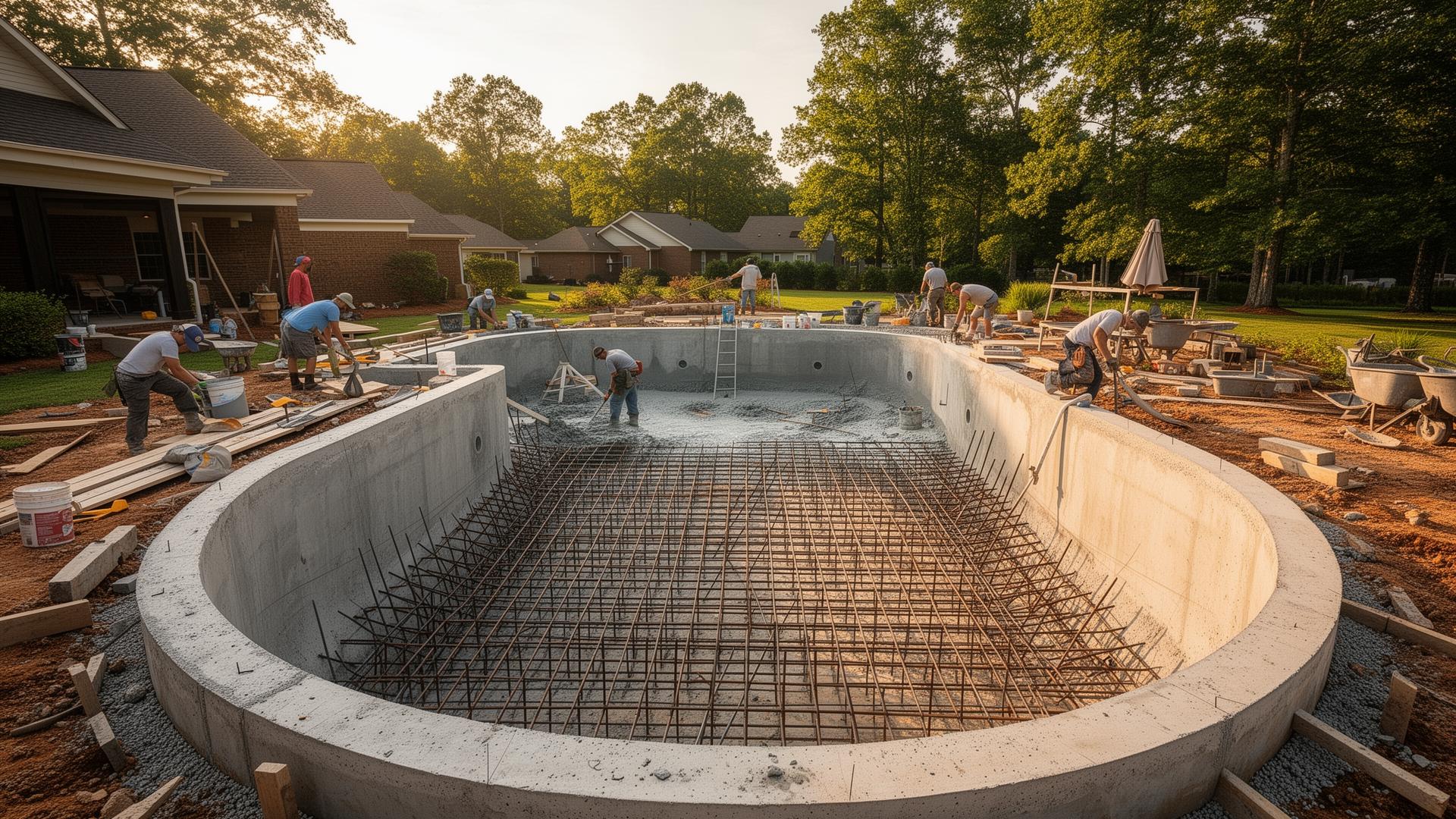 Southern Standard crew during concrete pool construction in Middle Tennessee